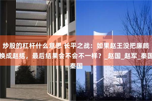 炒股的杠杆什么意思 长平之战：如果赵王没把廉颇换成赵括，最后结果会不会不一样？_赵国_赵军_秦国