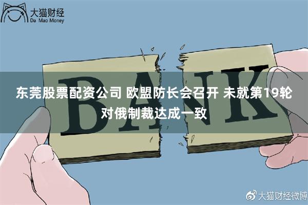 东莞股票配资公司 欧盟防长会召开 未就第19轮对俄制裁达成一致