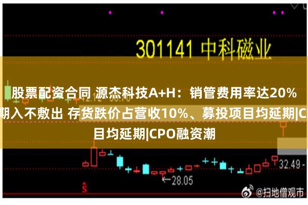 股票配资合同 源杰科技A+H：销管费用率达20%、资金长期入不敷出 存货跌价占营收10%、募投项目均延期|CPO融资潮