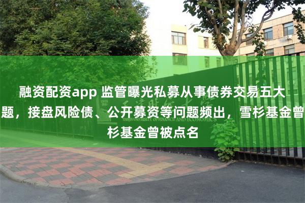 融资配资app 监管曝光私募从事债券交易五大典型问题,接盘风险债、公开募资等问题频出,雪杉基金曾被点名